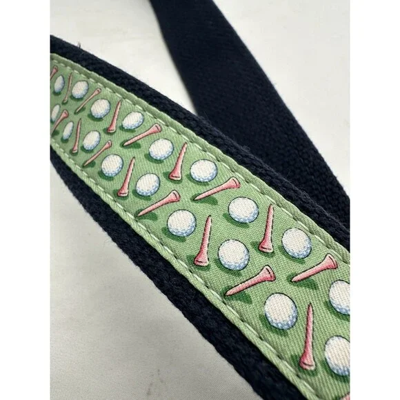 Vineyard Vines Belt Mens 30 Golf Tees Balls Brown Leather Blue Canvas NWT - Picture 9 of 10